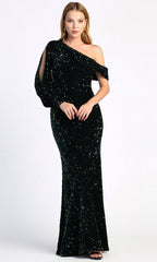 Adora Design 3070 - Embellished Asymmetric Sheath Dress