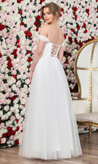 Adora Design 3244 - Sweetheart Layered A-Line Gown with Brooch Accent