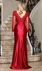 Adora Design 3348-03 - Illusion Sleeve Formal Gown