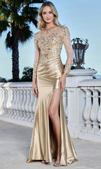 Adora Design 3348-03 - Illusion Sleeve Formal Gown