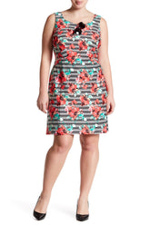Adrianna Papell - Floral Print and Striped Fitted Dress AP1D100873SC