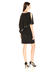Adrianna Papell - AP1D100418 Bateau Cutaway Capelet Sheath Dress