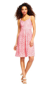 Adrianna Papell - Lace V-neck A-line Cocktail Dress AP1D100817SC