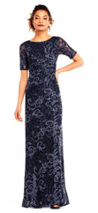 Adrianna Papell - AP1E201418SC Sequined Lace Bateau Sheath Dress