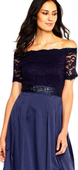 Adrianna Papell - AP1E201965SC - Off Shoulder Lace Bodice A-Line Dress