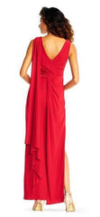 Adrianna Papell - AP1E202251SC V-Neck Dress with Cascading Panel