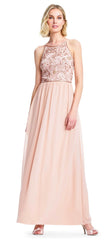 Adrianna Papell - Embellished Halter Chiffon A-line Dress AP1E203111SC