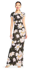 Adrianna Papell - Floral Patterned Long Sheath Dress AP1E203398SC