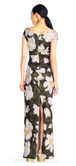 Adrianna Papell - Floral Patterned Long Sheath Dress AP1E203398SC