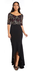 Adrianna Papell - Embroidered V-Neck High Low Dress AP1E204611SC