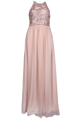 Adrianna Papell - Embellished Halter Chiffon A-line Dress AP1E203111SC