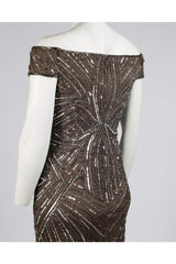 Adrianna Papell - AP1E201100SC Sequin Embellished Off-Shoulder Dress
