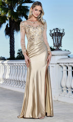 Adora Design 3348-03 - Illusion Sleeve Formal Gown
