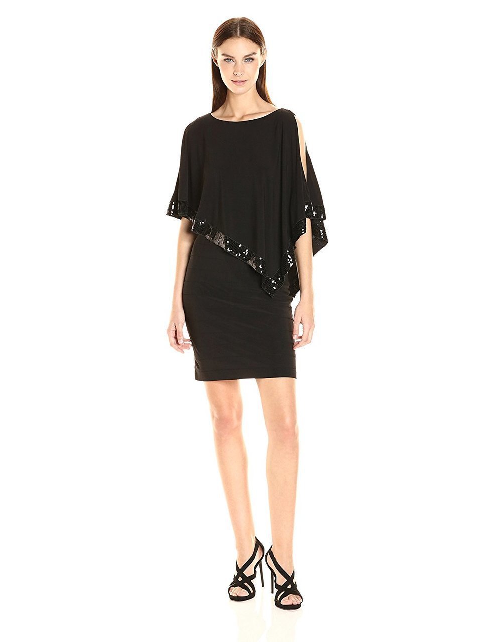 Adrianna Papell - AP1D100418 Bateau Cutaway Capelet Sheath Dress