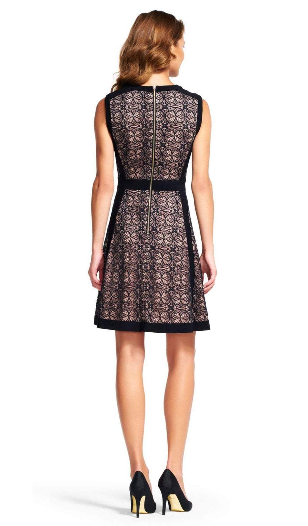 Adrianna Papell - Lace Jewel Neck A-line Dress AP1D100368SC