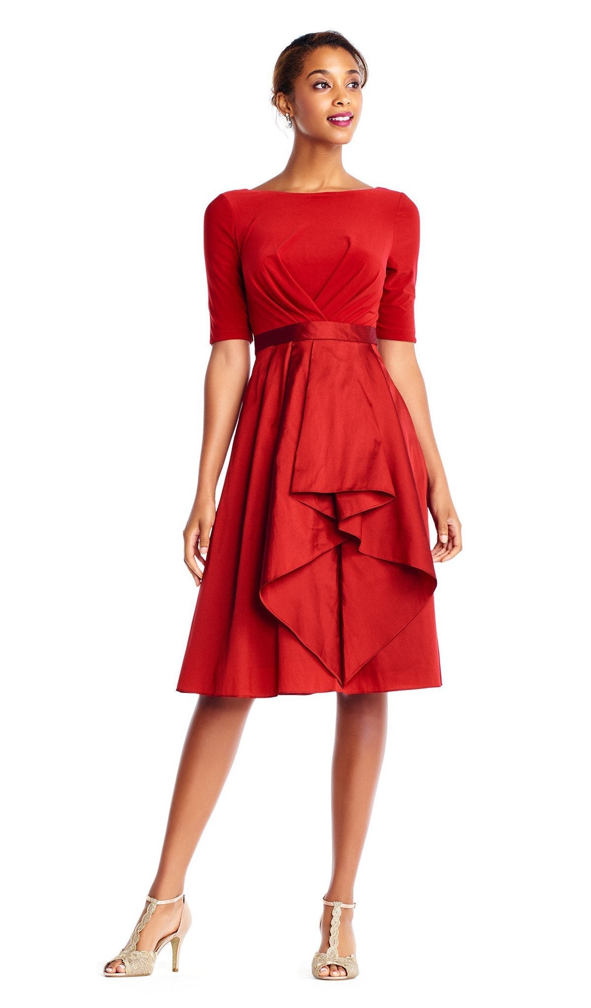 Adrianna Papell - AP1D101549SC Jersey and Taffeta A-line Dress