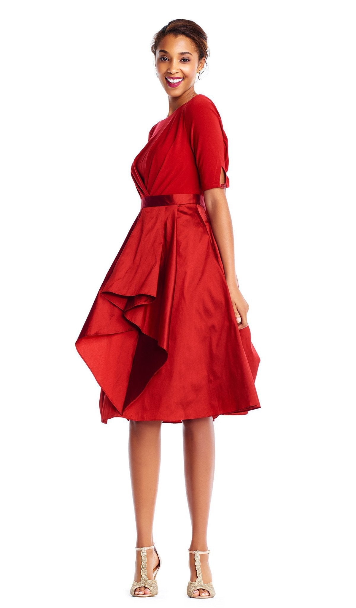 Adrianna Papell - AP1D101549SC Jersey and Taffeta A-line Dress