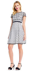 Adrianna Papell - Lace Jewel Neck A-line Cocktail Dress AP1D101945SC