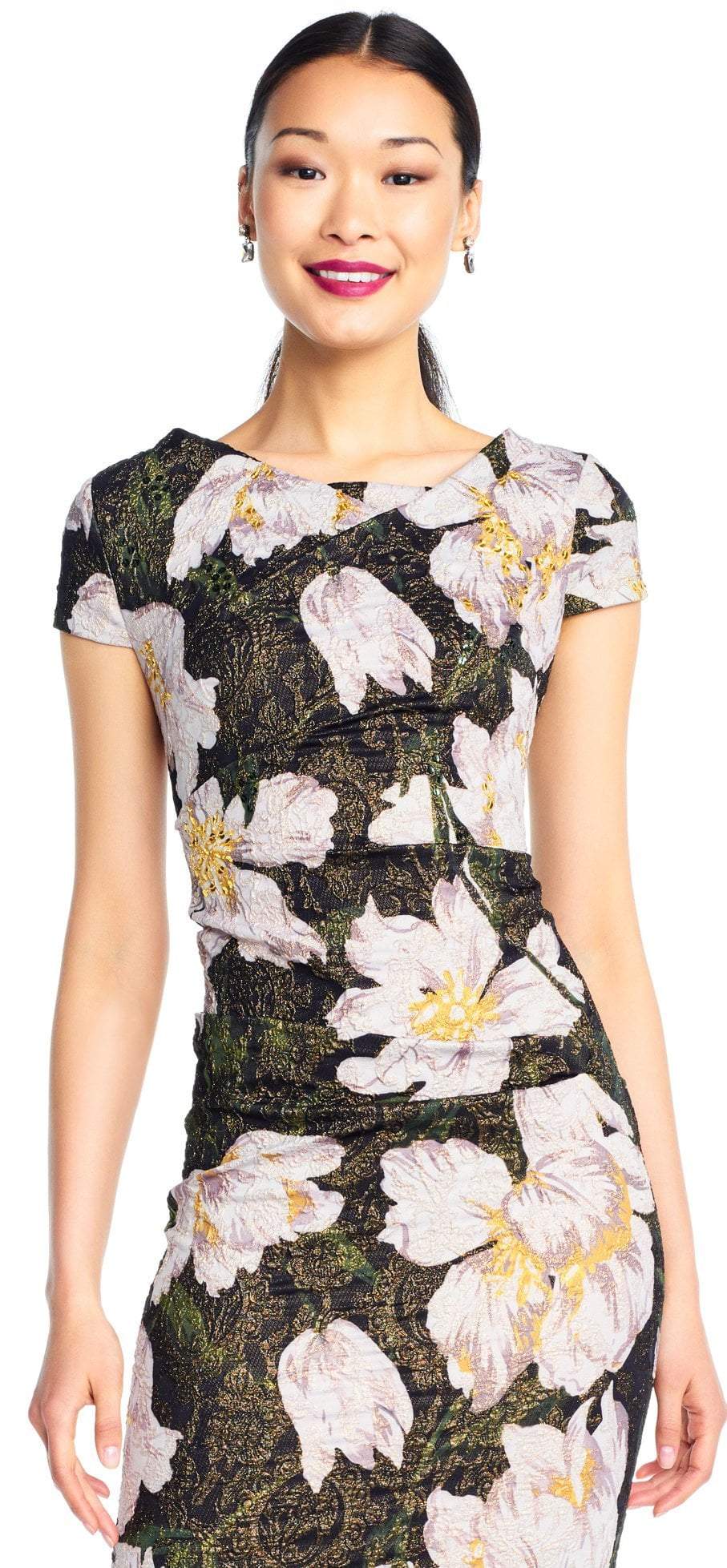 Adrianna Papell - Floral Patterned Long Sheath Dress AP1E203398SC