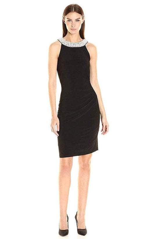 Adrianna Papell - AP1D100522 Embellished Neck Short Dress