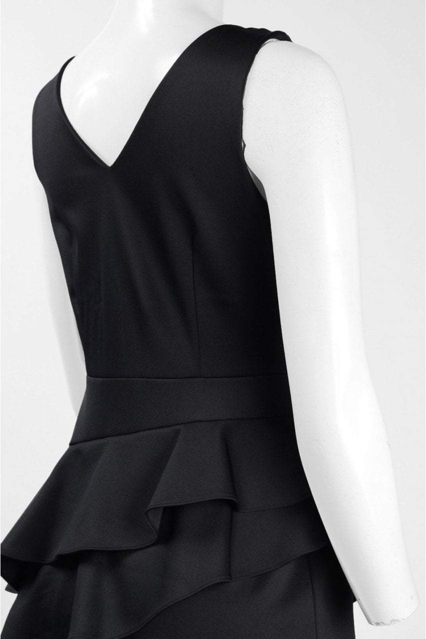 Adrianna Papell - AP1E202233SC Asymmetrical Peplum Long Sheath Dress